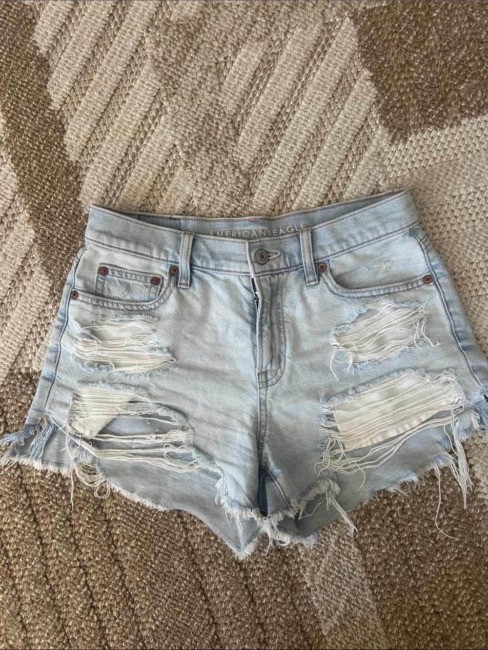 American Eagle Outfitters Light Wash Distressed Denim Cutoff Shorts